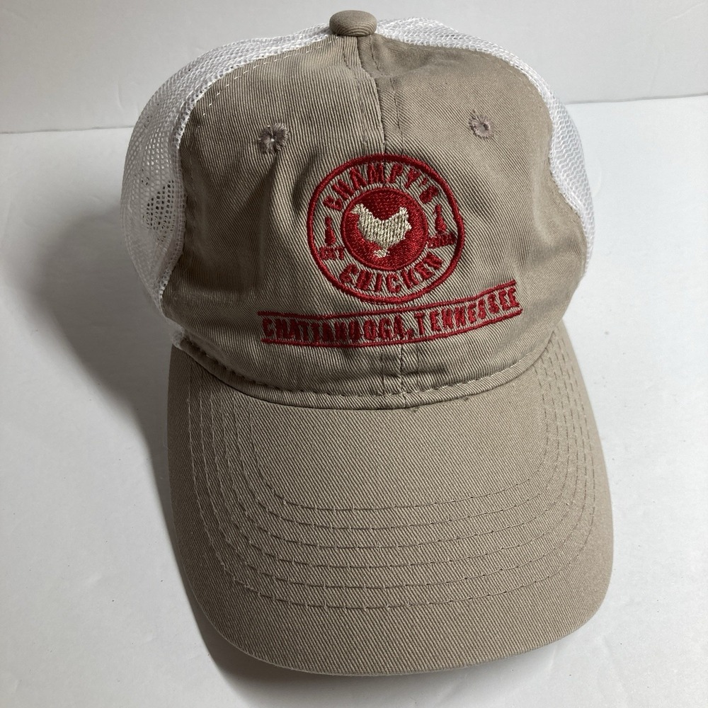 Champy's Chicken Cap Hat Adult Beige Mesh Snapback Restaurant Chattanooga, TN